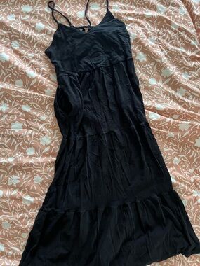 Black Tiered Midi Dress- TALL